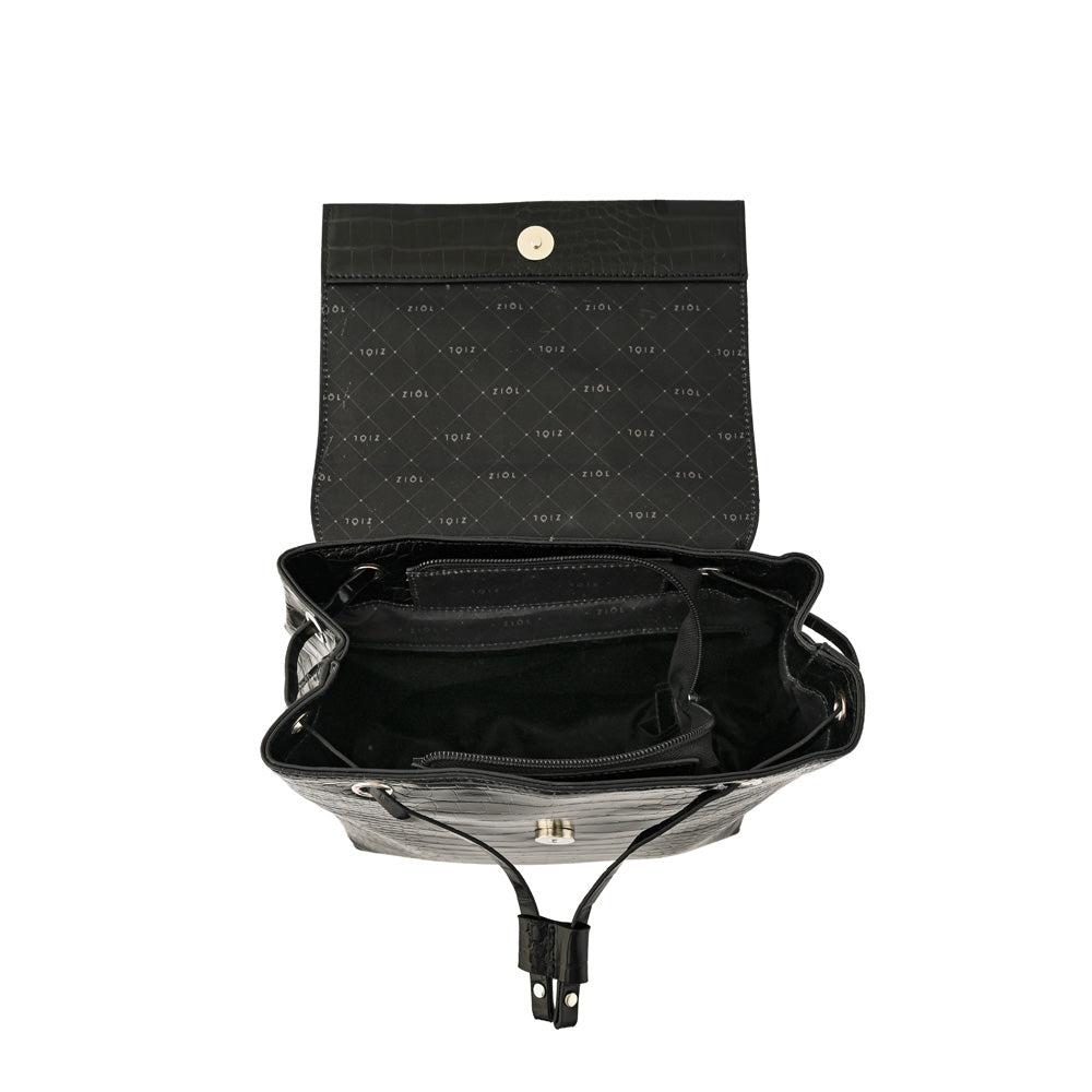 Mochila con tapa mediana tiaré negro especial