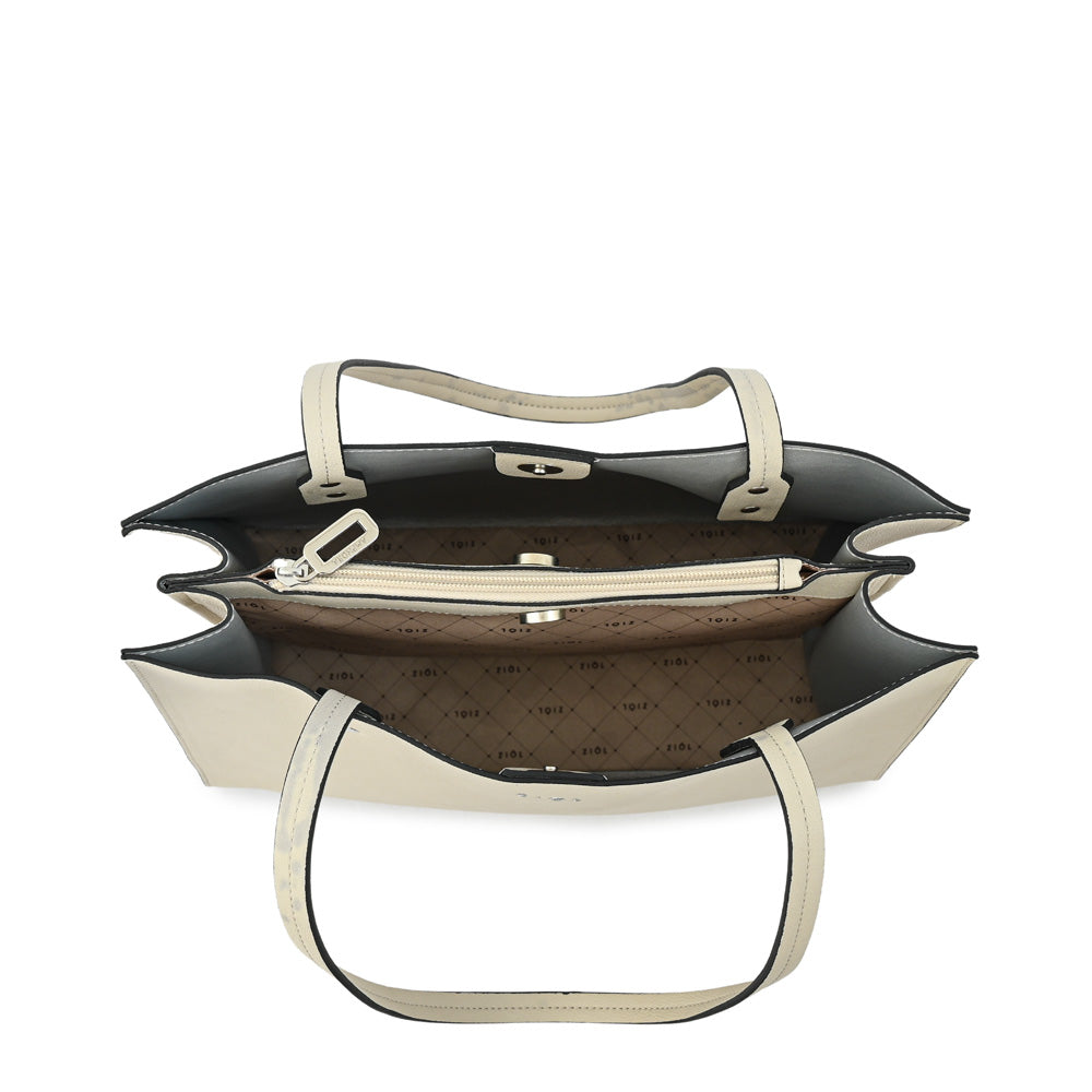 Cartera tote tres divisiones mediana harley blanco crudo