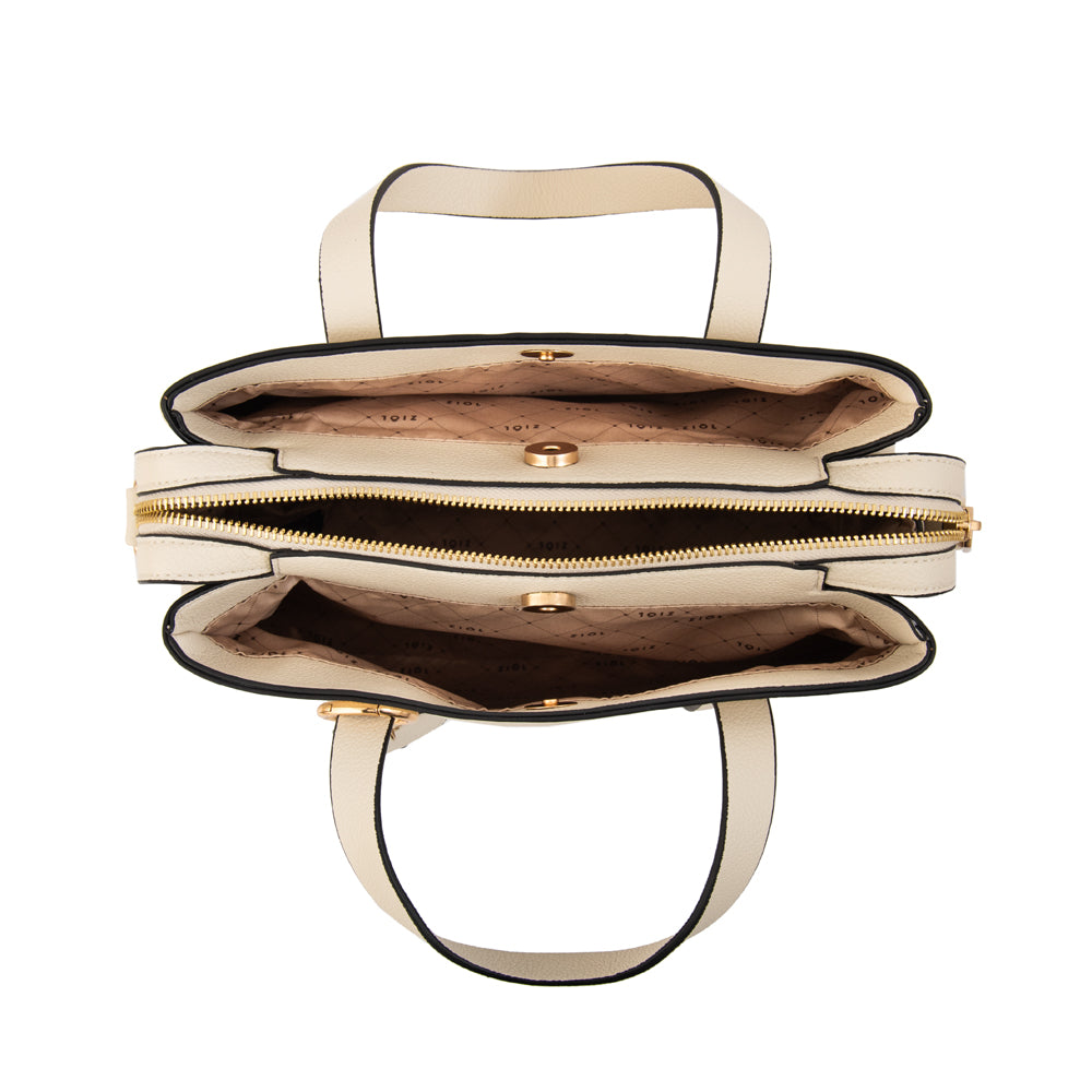 Cartera tote tres divisiones aurora mediana blanco crudo