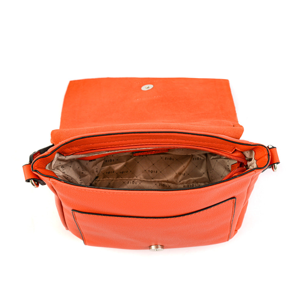 Cartera bandolera con tapa mediana adelia rojo tomate