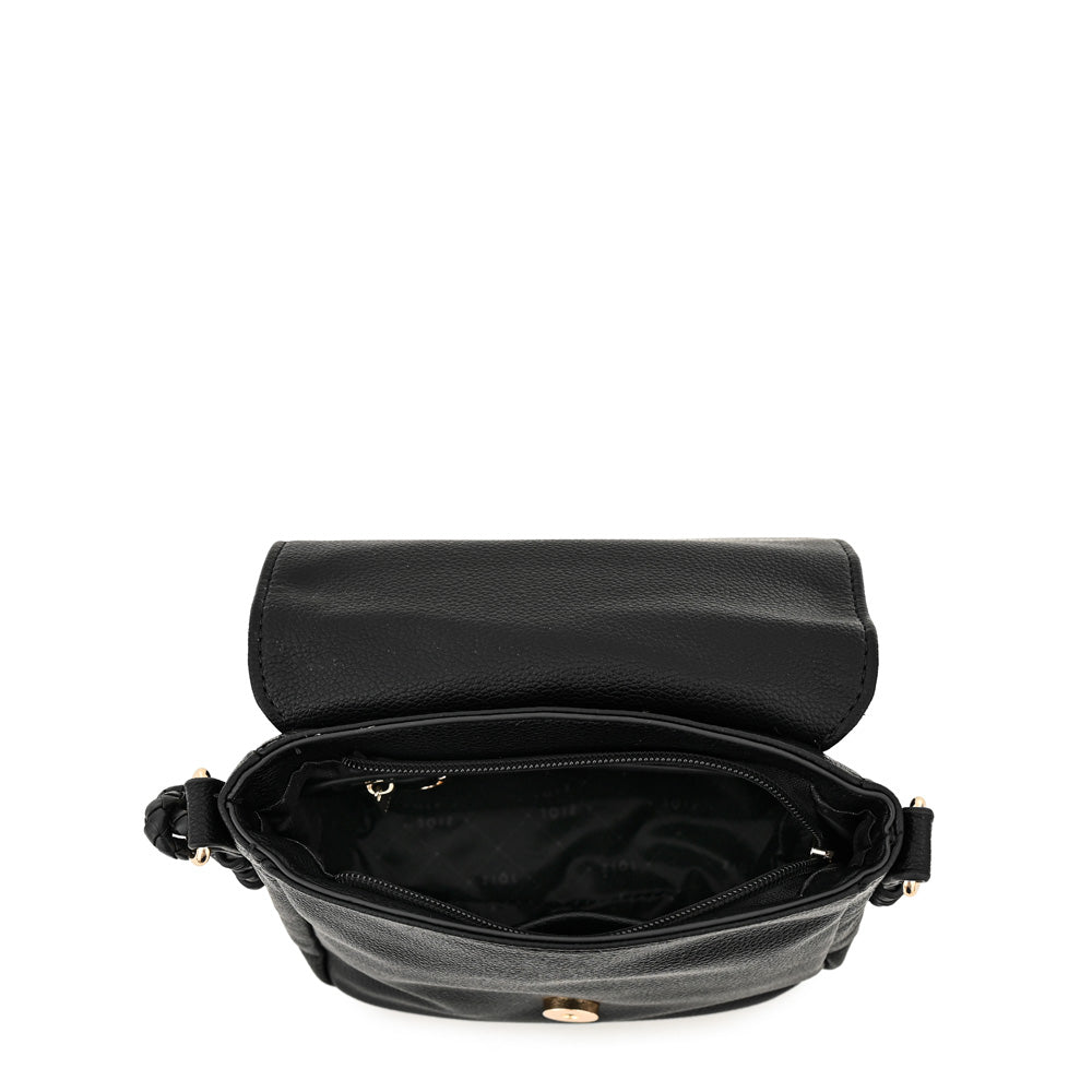 Cartera bandolera con tapa pequeña melchy negro especial