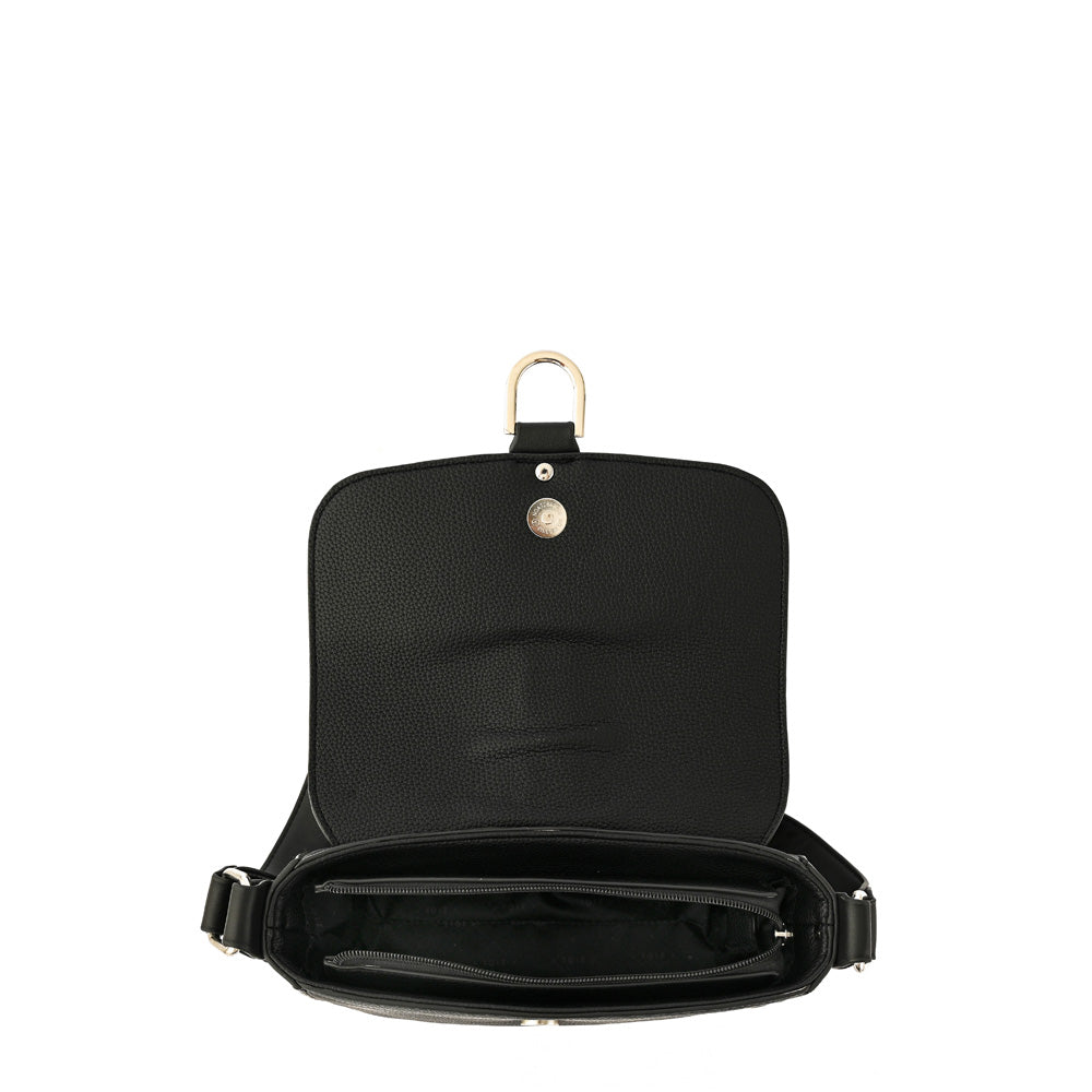 Cartera bandolera con tapa pequeña federica negro especial