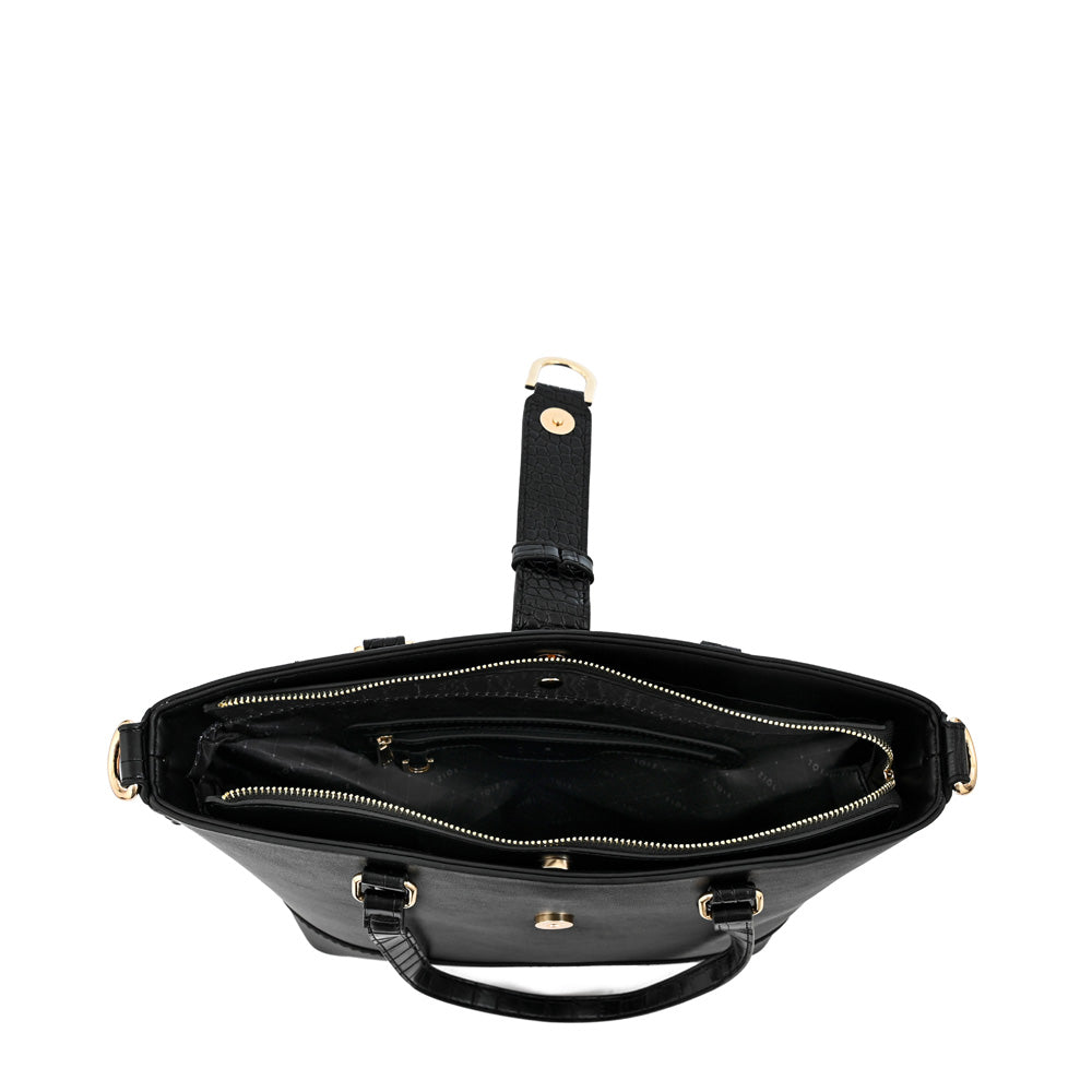 Cartera tote tres divisiones mediana federica negro