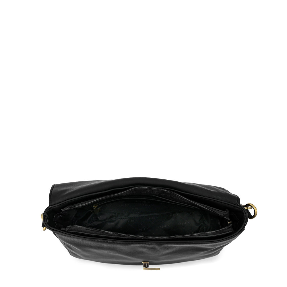 Cartera bandolera con tapa mediana doris negro especial
