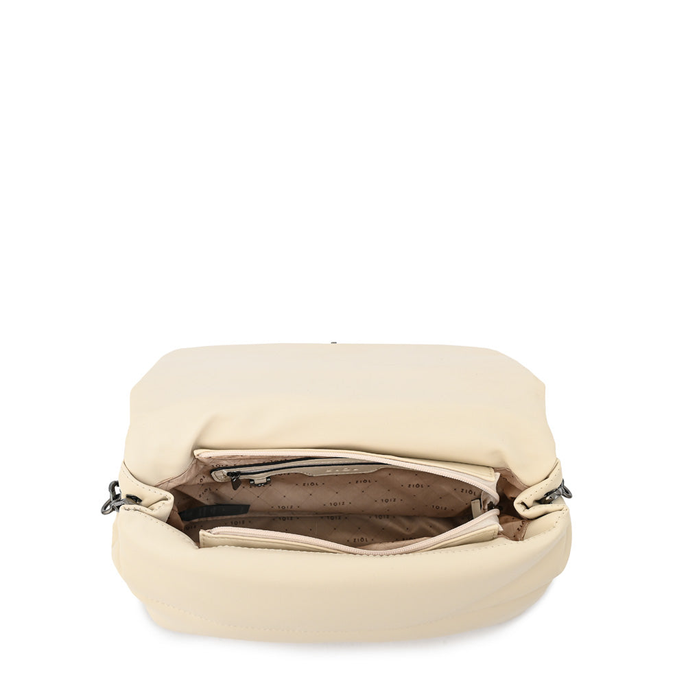 Cartera bandolera con tapa mediana silvi blanco crudo