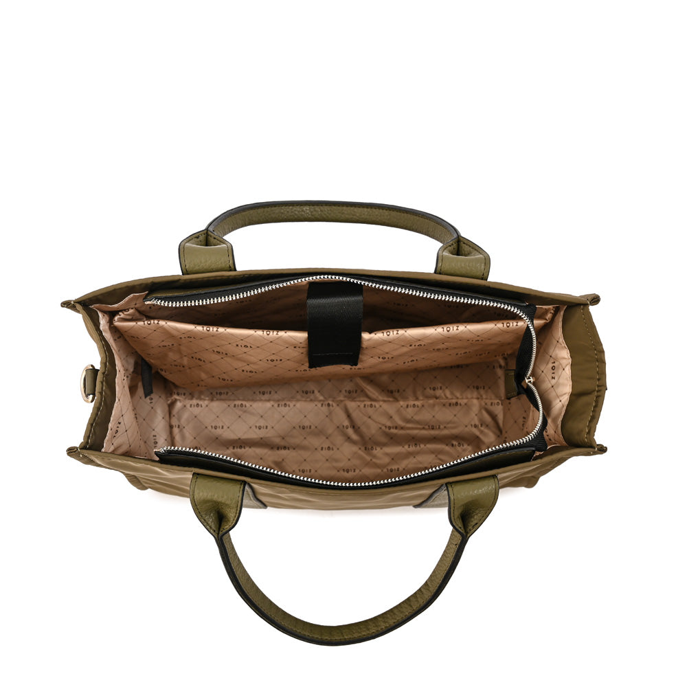 Cartera tote porta notebook olga grande verde oliva