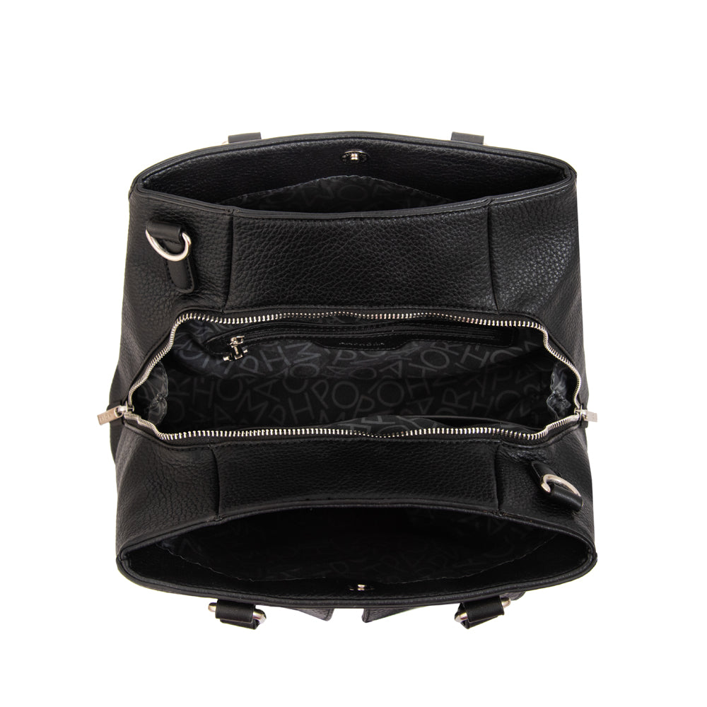 Cartera tote alisa mediana negro