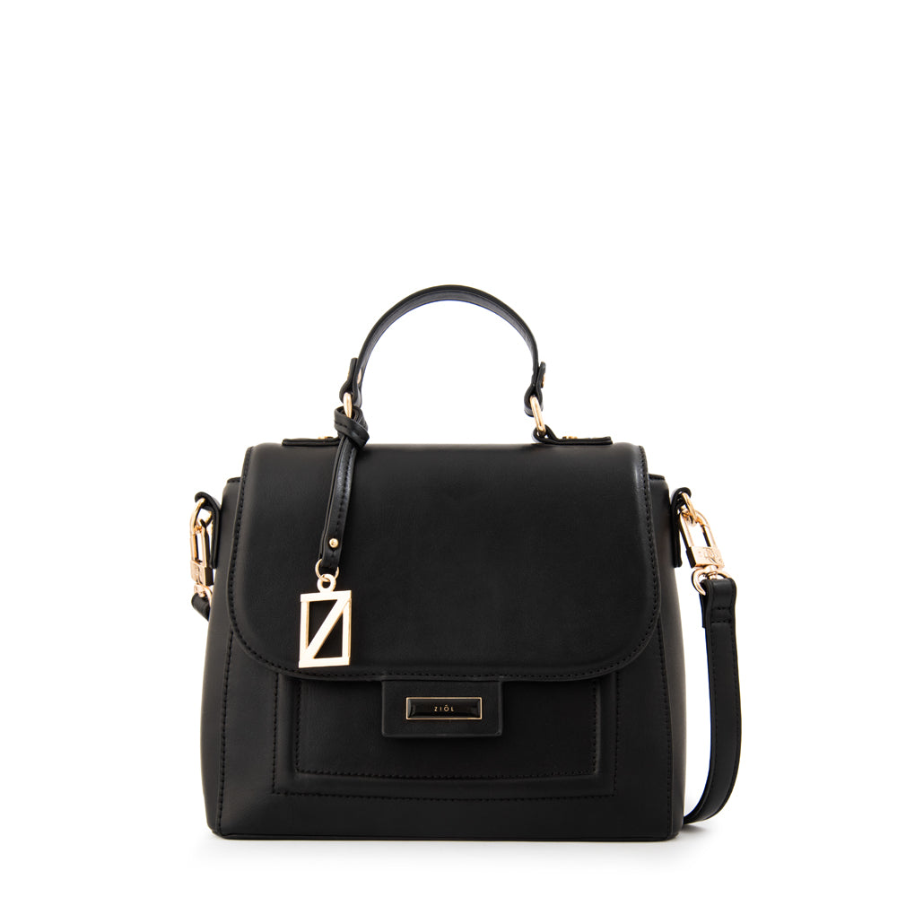 Cartera bandolera con tapa carmina mediana negro – ZiolBags Chile