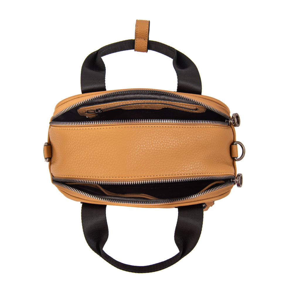 Cartera bandolera con asas helena pequeña beige oscuro