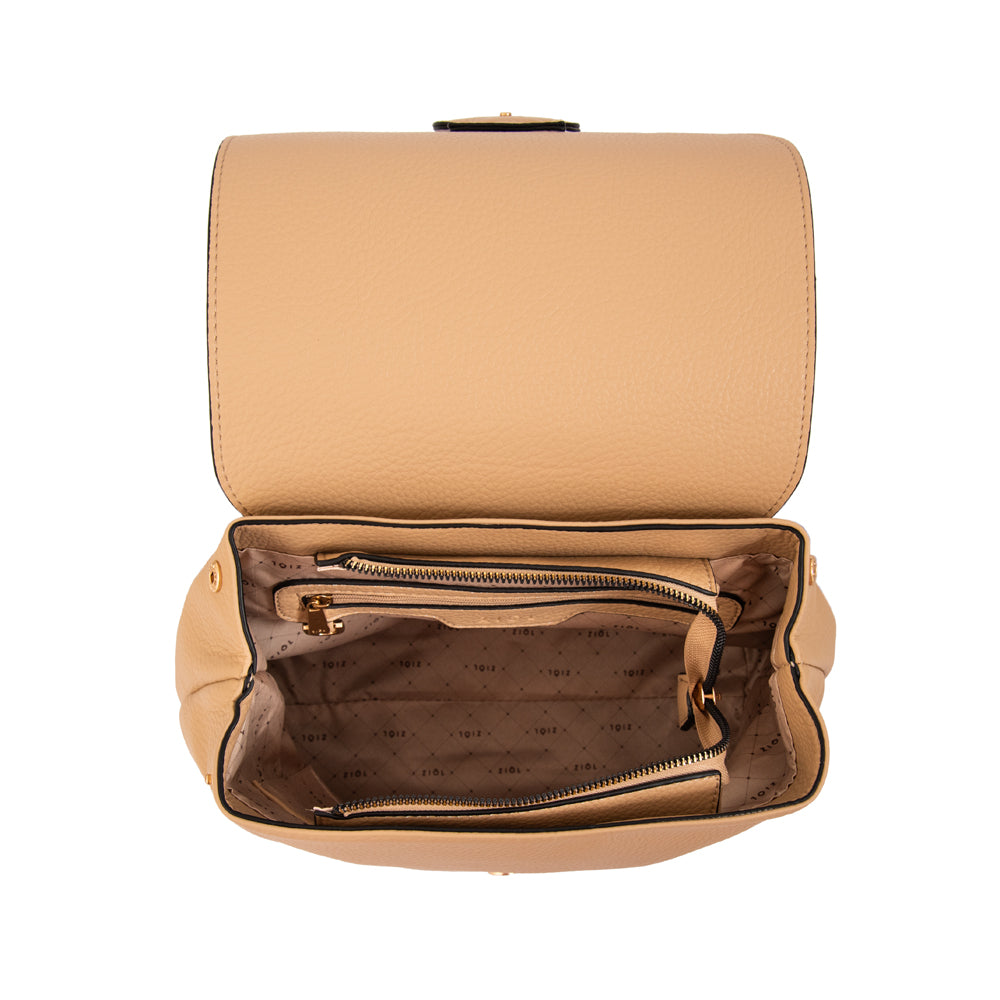 Mochila con tapa anastasia mediana beige oscuro