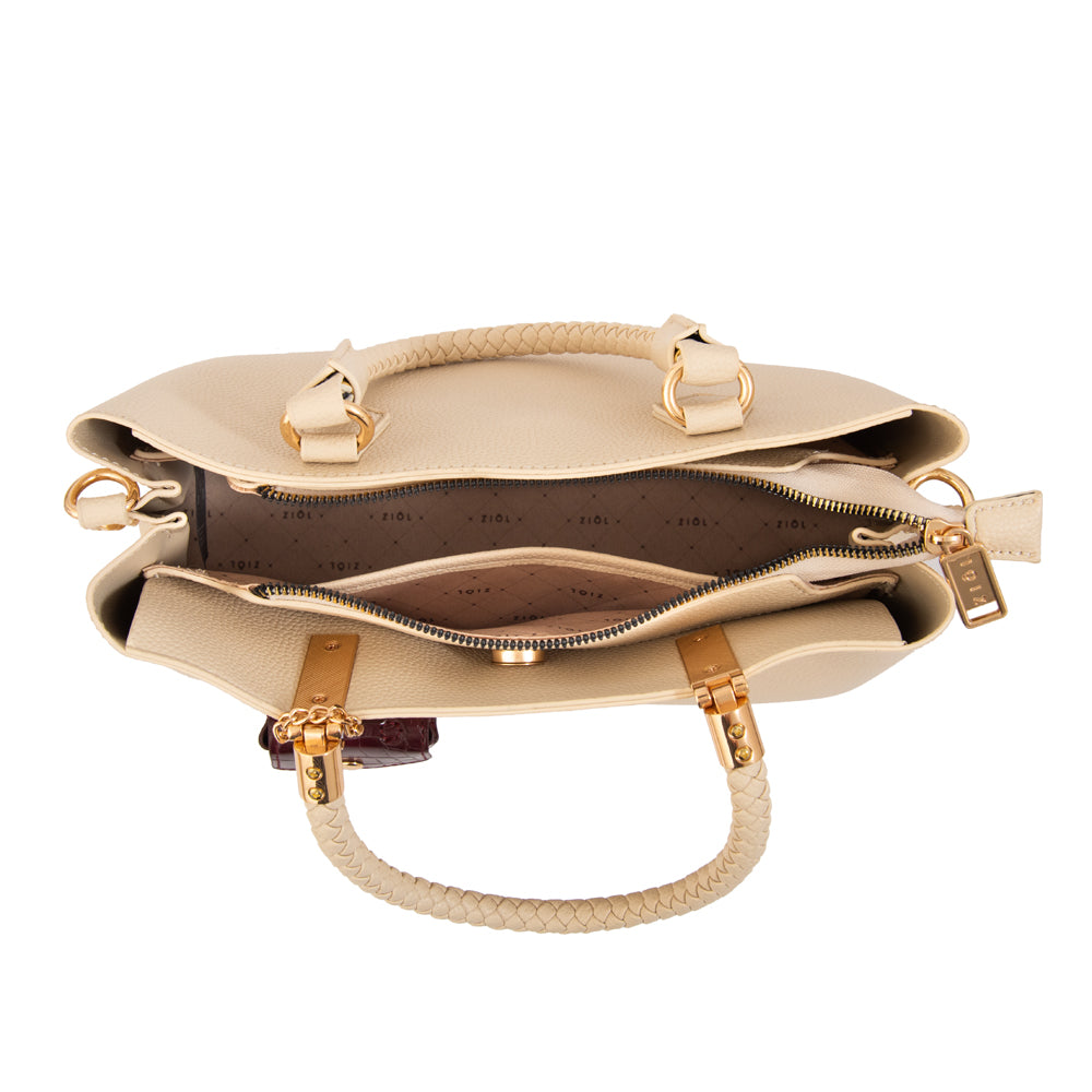 Cartera tote bambina mediana blanco crudo