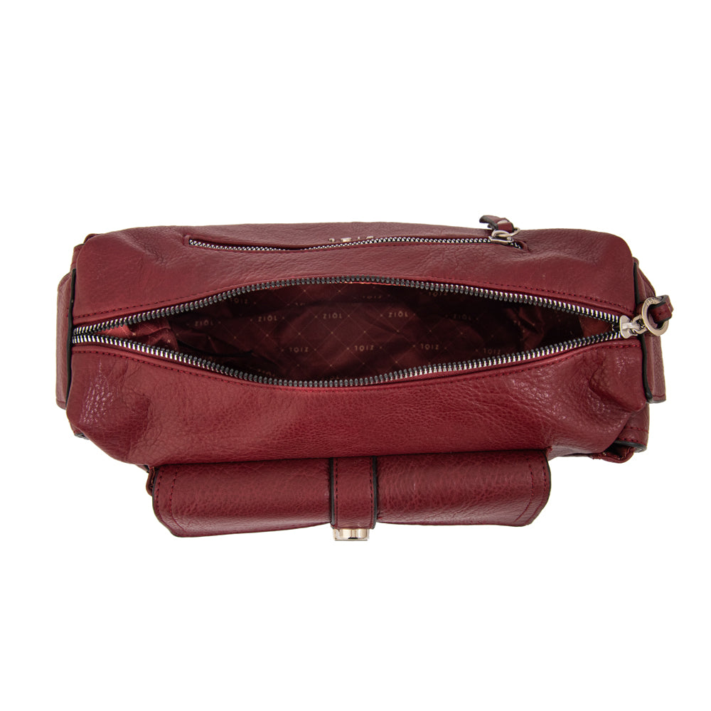Cartera bandolera monserrat mediana rojo oscuro