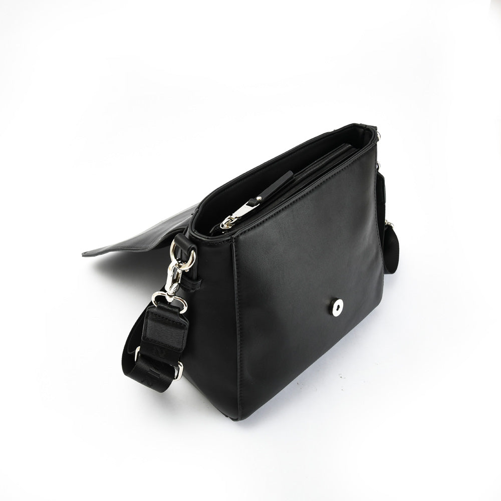 Cartera bandolera con tapa mediana aydin negro