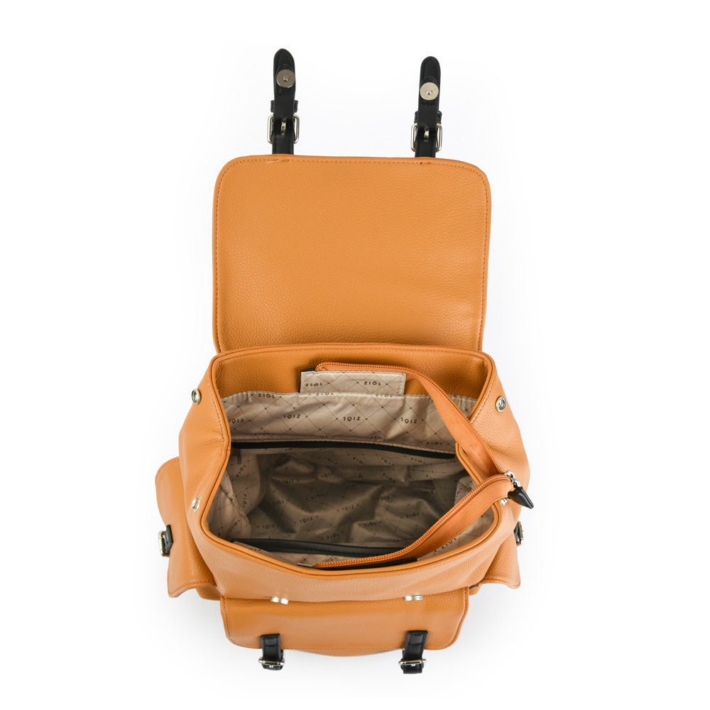 Mochila con tapa mediana zaciam mostaza