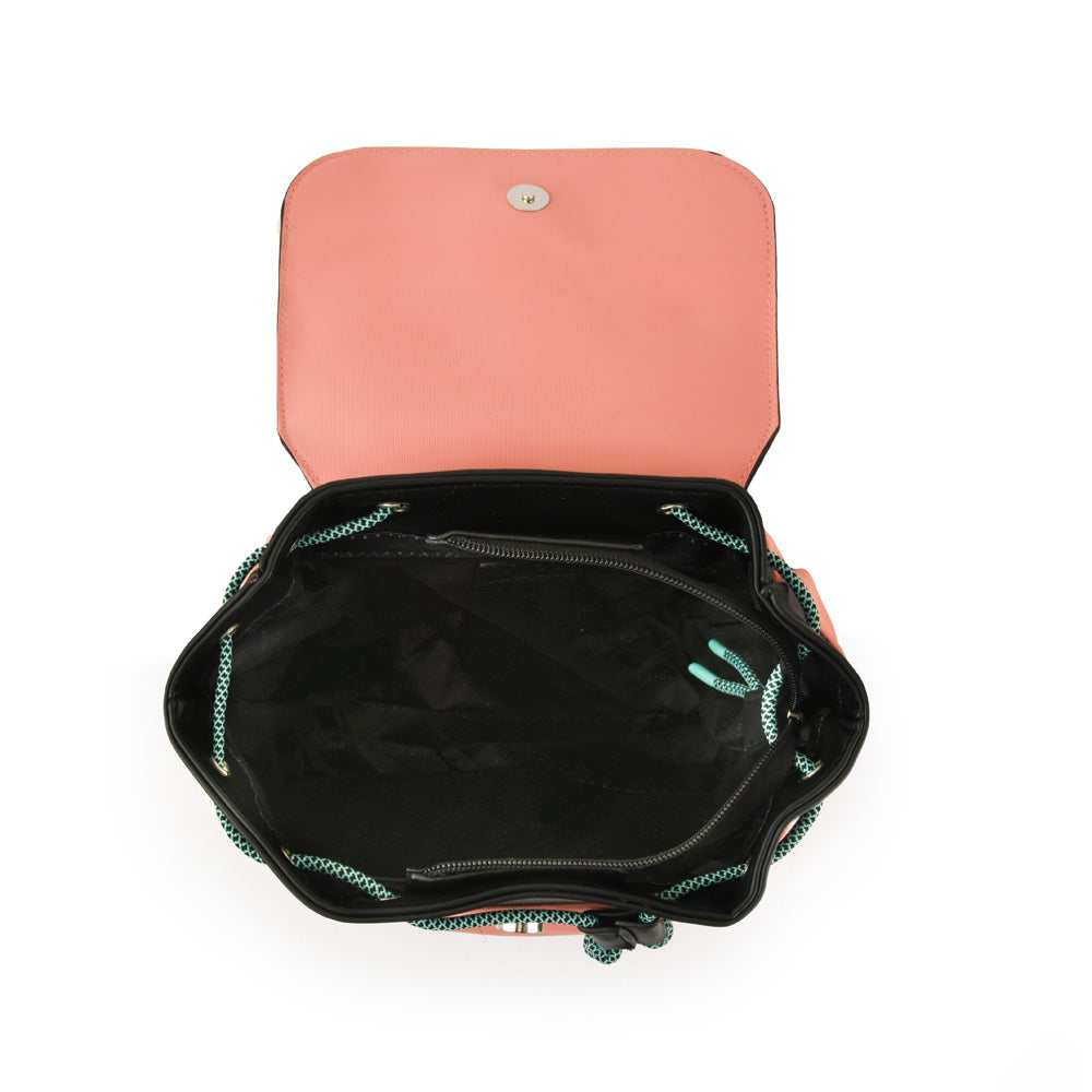 Mochila con tapa mediana lina coral