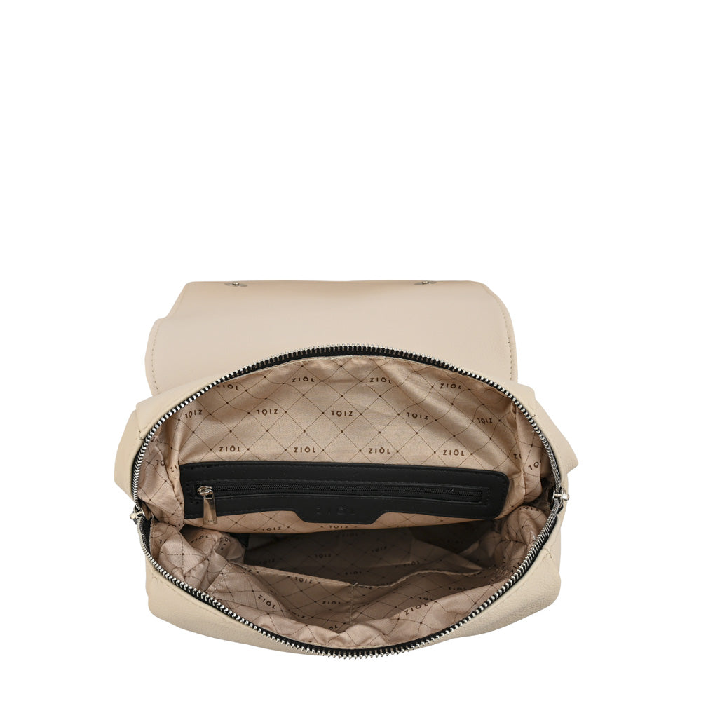 Mochila con tapa pequeña mila blanco crudo