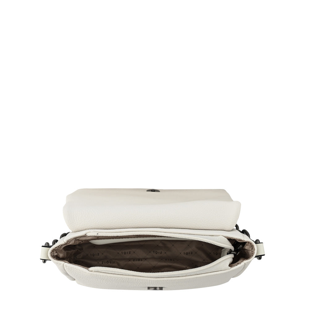 Cartera bandolera con tapa pequeña nydia blanco