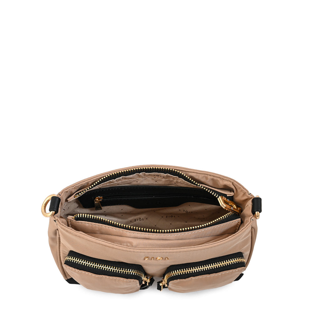 Cartera bandolera pequeña nellie beige oscuro
