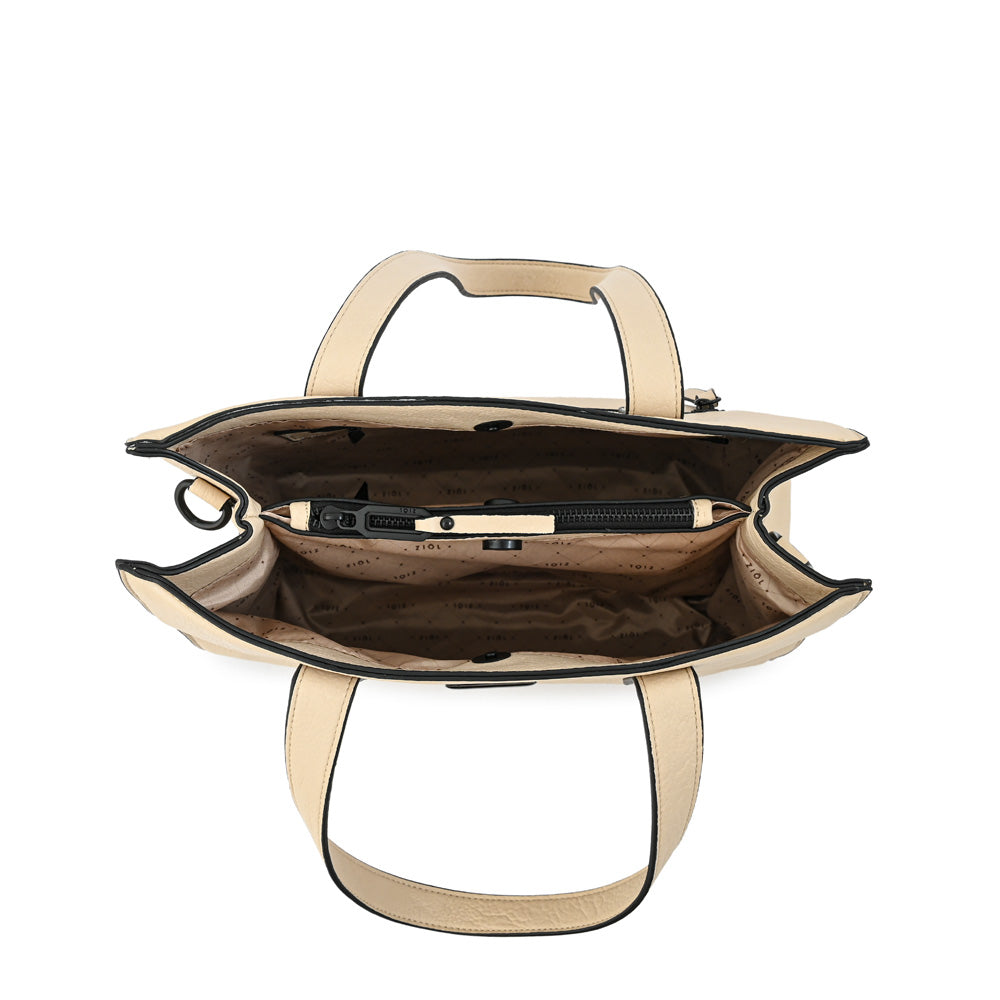 Cartera tote tres divisiones mediana nicki blanco crudo