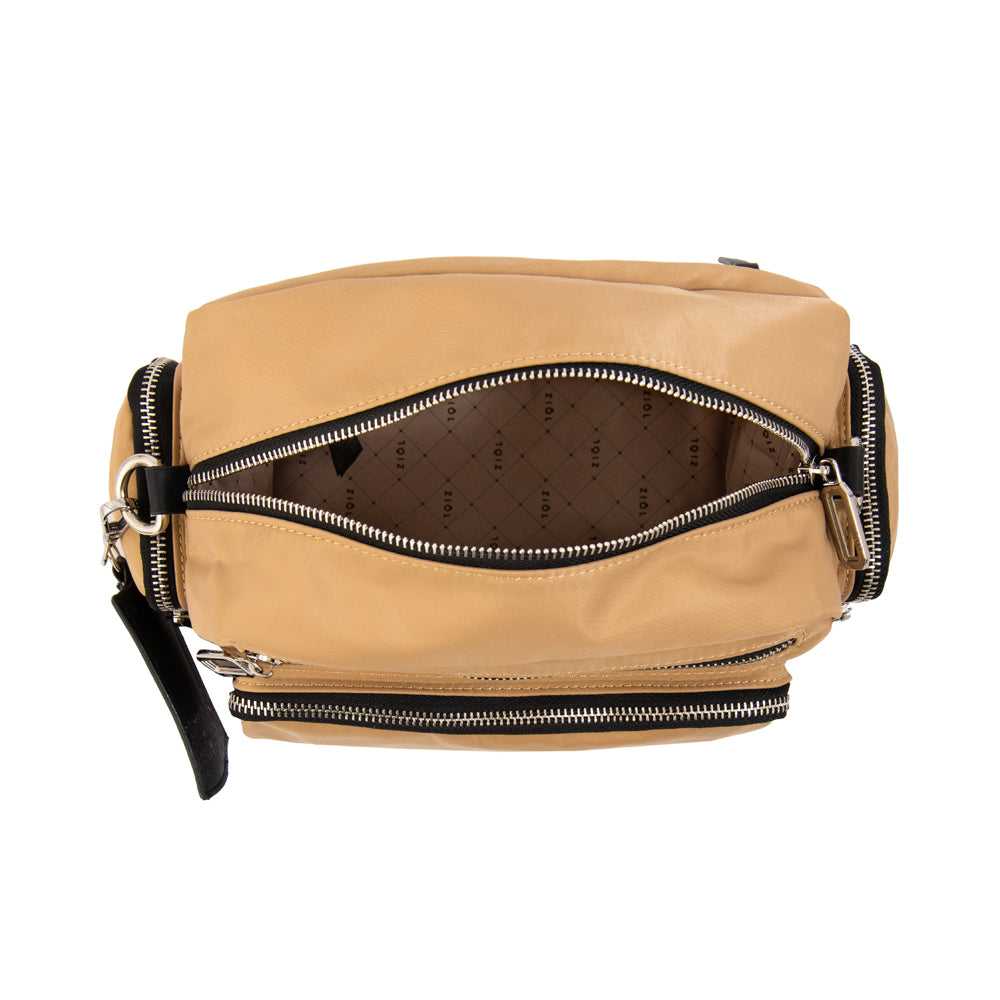 Cartera bandolera megan pequeña beige oscuro