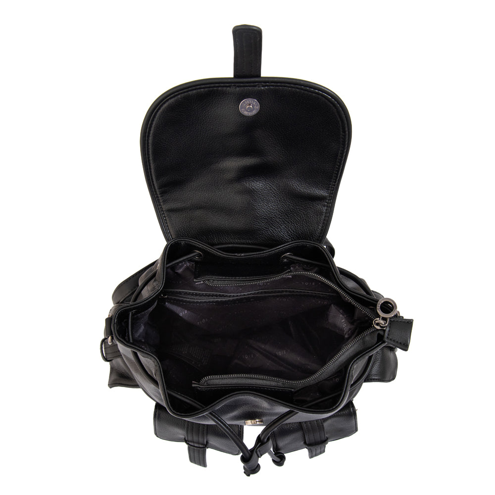 Mochila con tapa ximena mediana negro