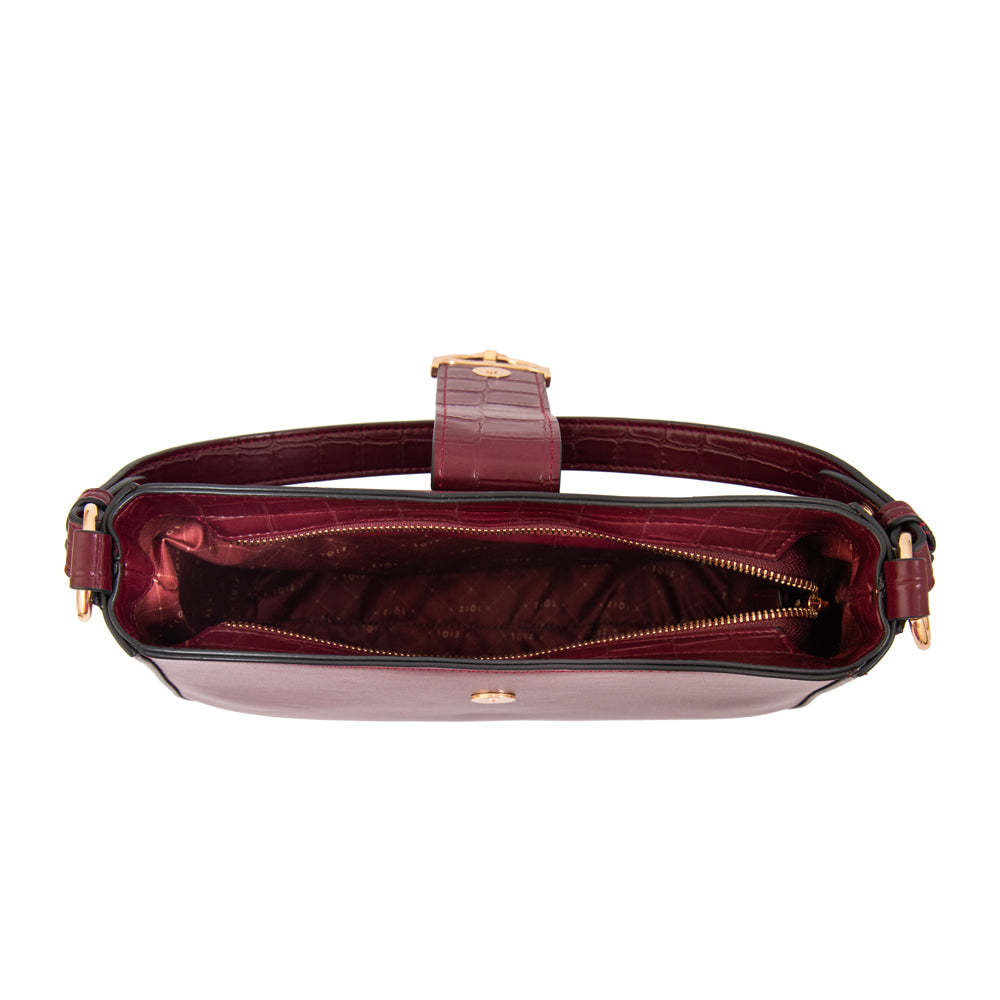 Cartera corte oval sarah mediana burdeo