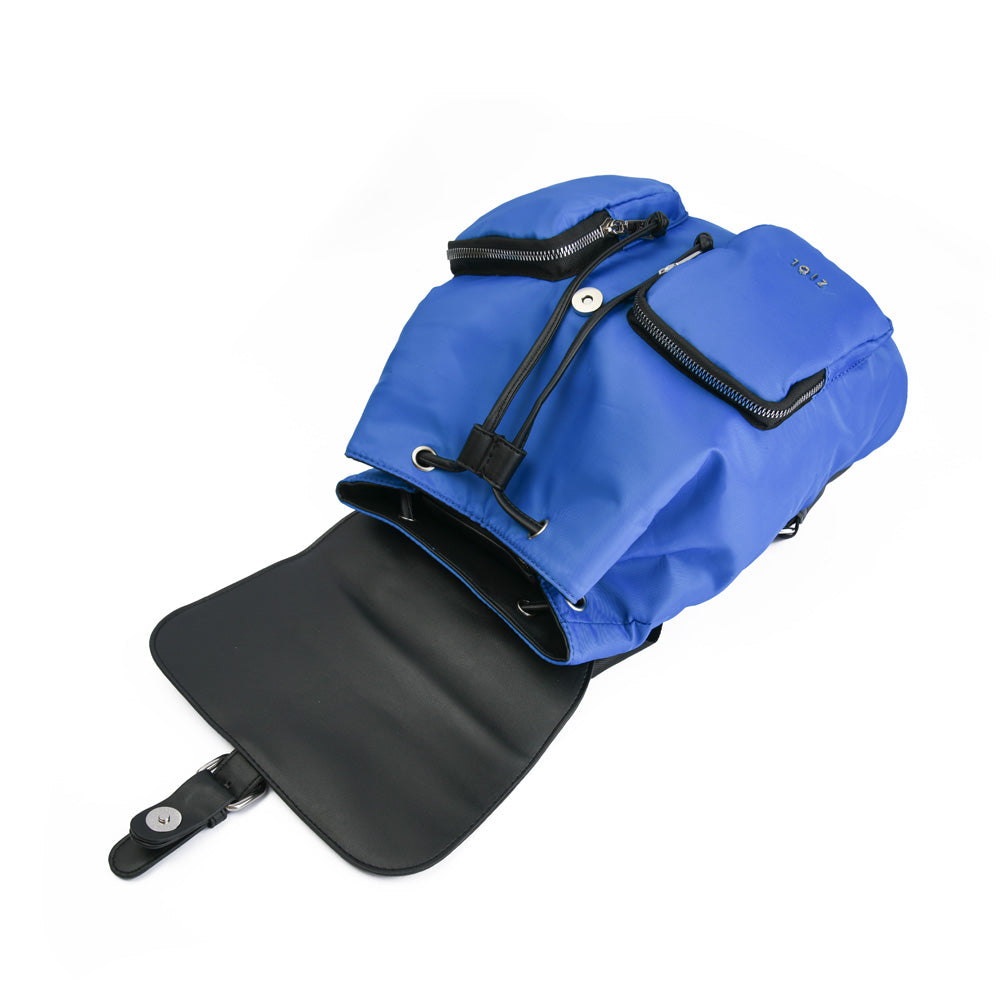 Mochila con tapa mediana minzip azul