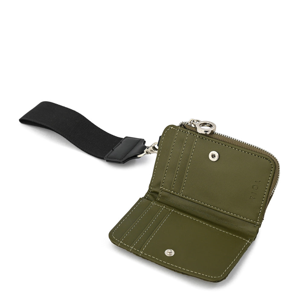 billetera cierre exterior pequeña nacha verde oliva