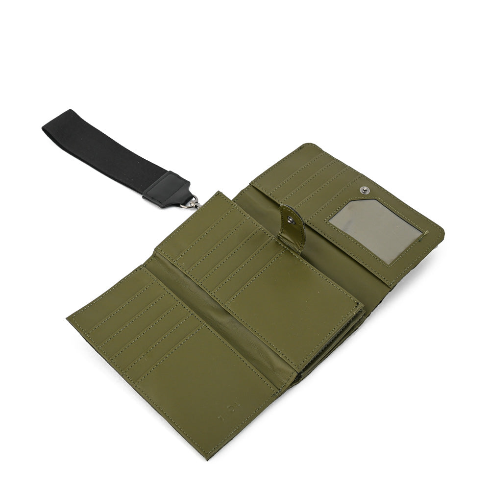 billetera cierre exterior mediana cersei verde oliva