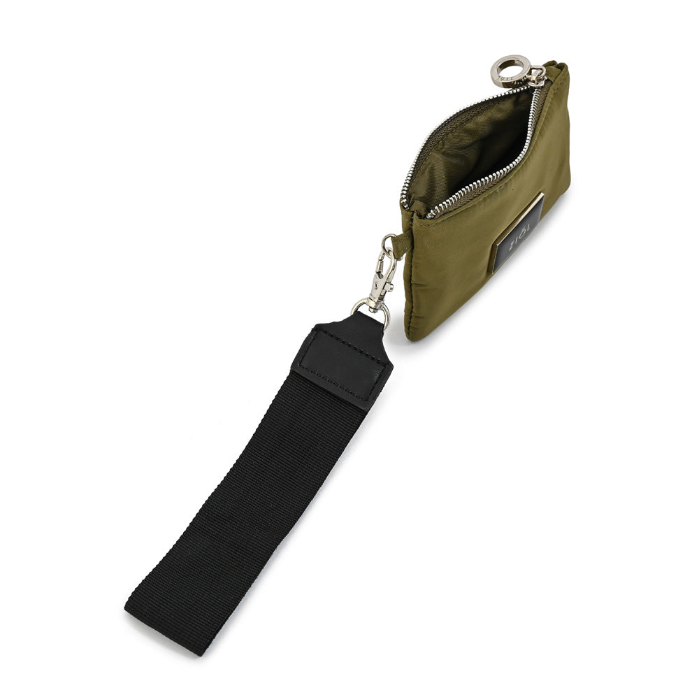 Monedero cierre exterior pequeña luna verde oliva