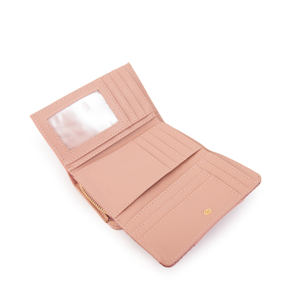 Billetera con cierre exterior blur mediana rosa viejo