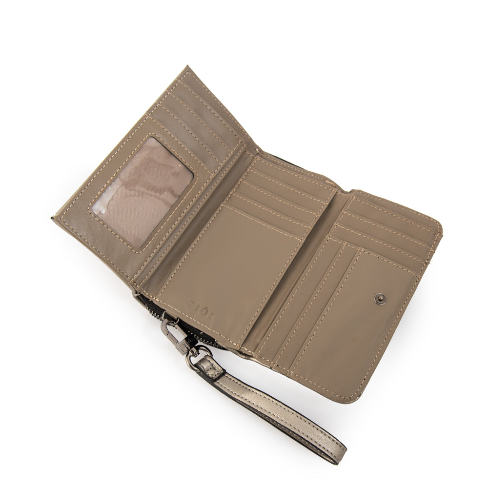 billetera cierre exterior mediana tanya plateado oscuro