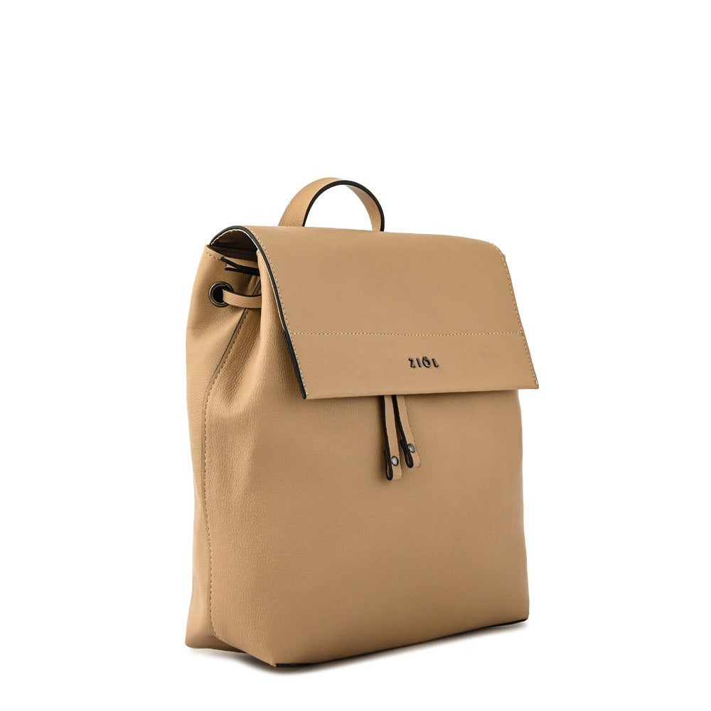 Mochila con tapa tiaré mediana beige