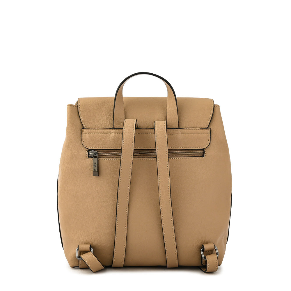 Mochila con tapa tiaré mediana beige