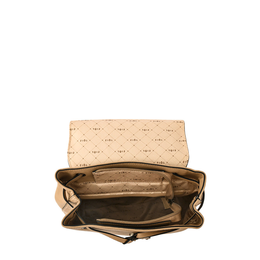 Mochila con tapa tiaré mediana beige