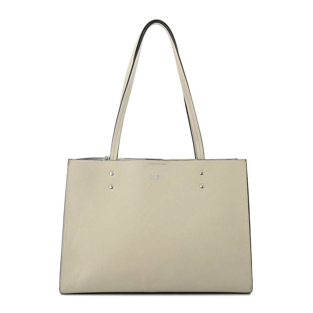 Cartera tote tres divisiones mediana harley blanco crudo