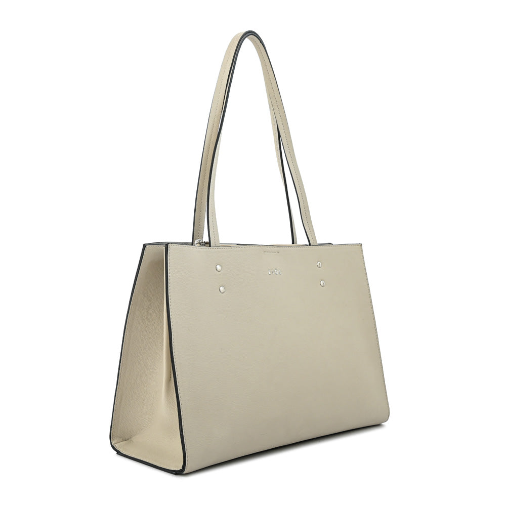 Cartera tote tres divisiones harley mediana blanco crudo
