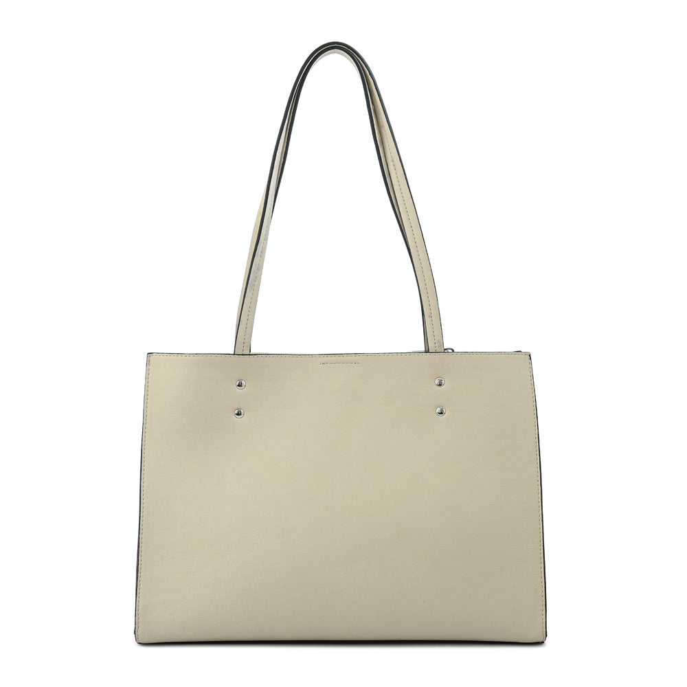 Cartera tote tres divisiones mediana harley blanco crudo