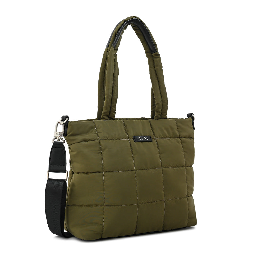 Cartera tote mediana nacha verde oliva