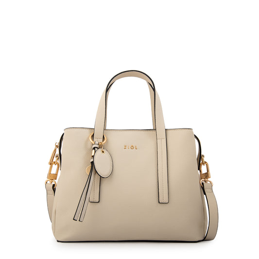 Cartera tote tres divisiones aurora mediana blanco crudo