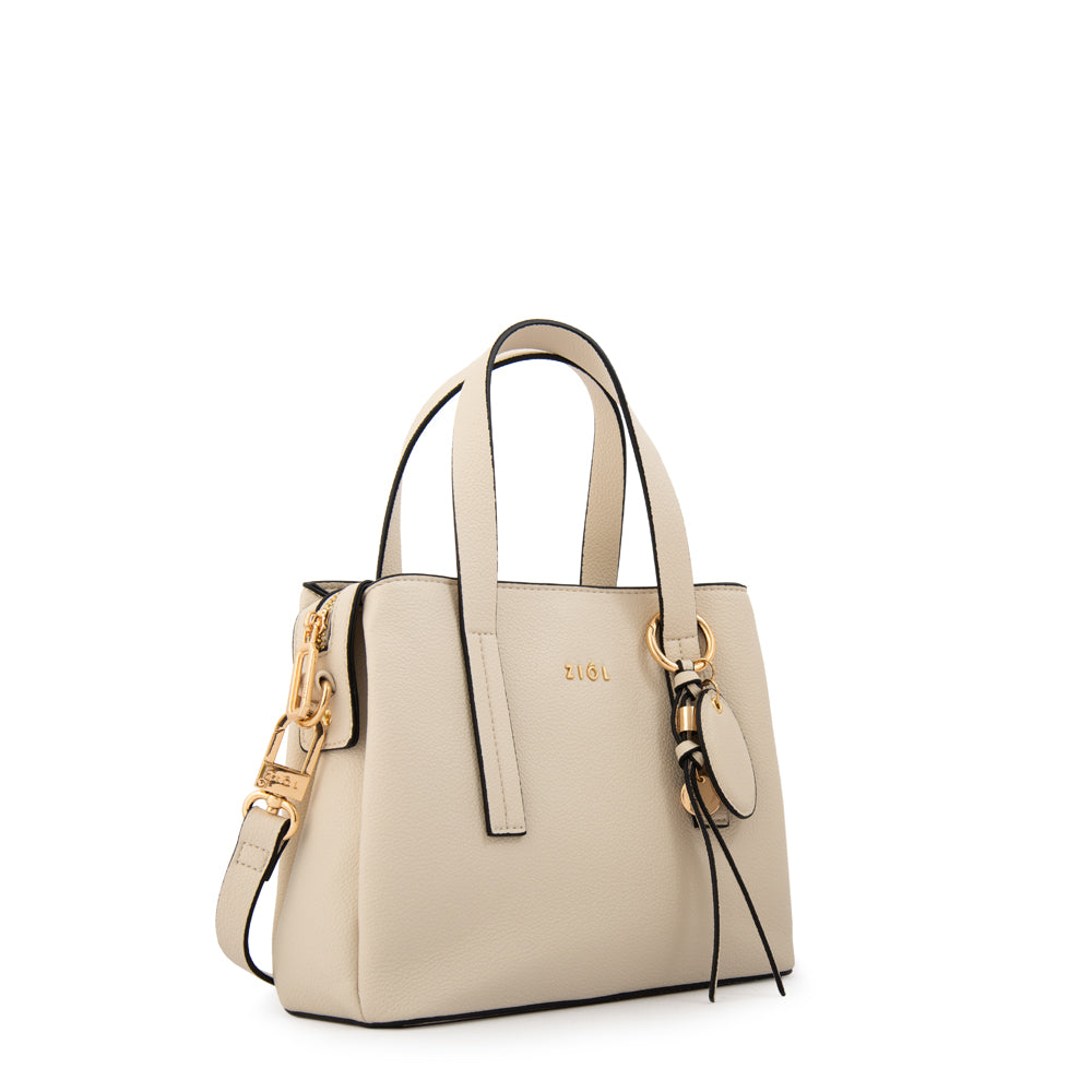 Cartera tote tres divisiones aurora mediana blanco crudo