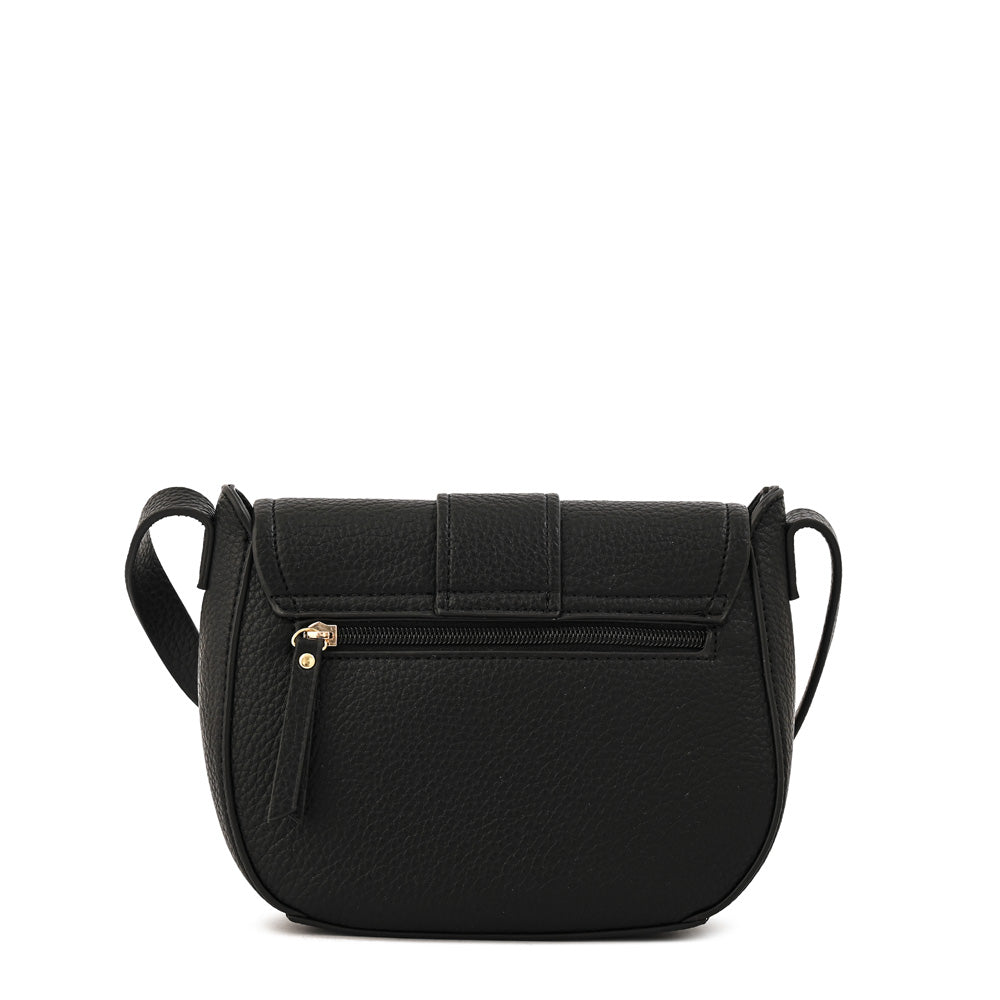 Cartera bandolera con tapa tyra mediana negro