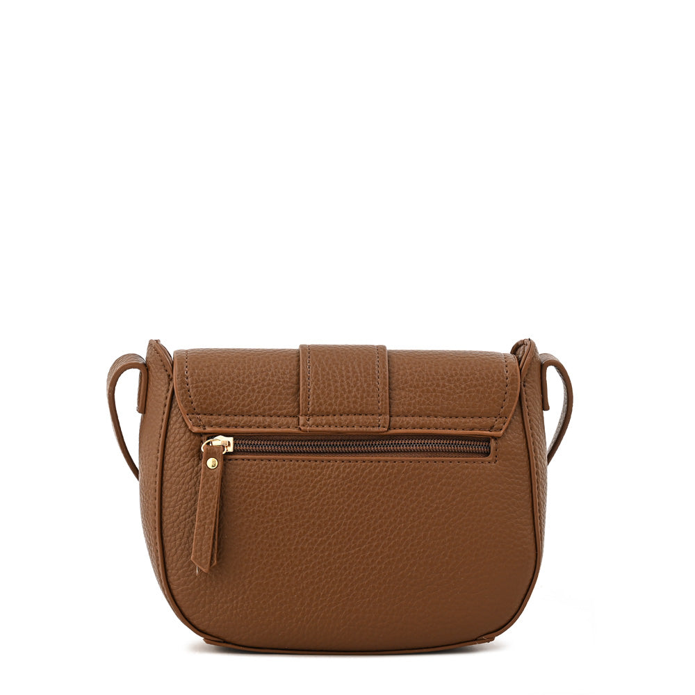 Cartera Bandolera con tapa tyra mediana café