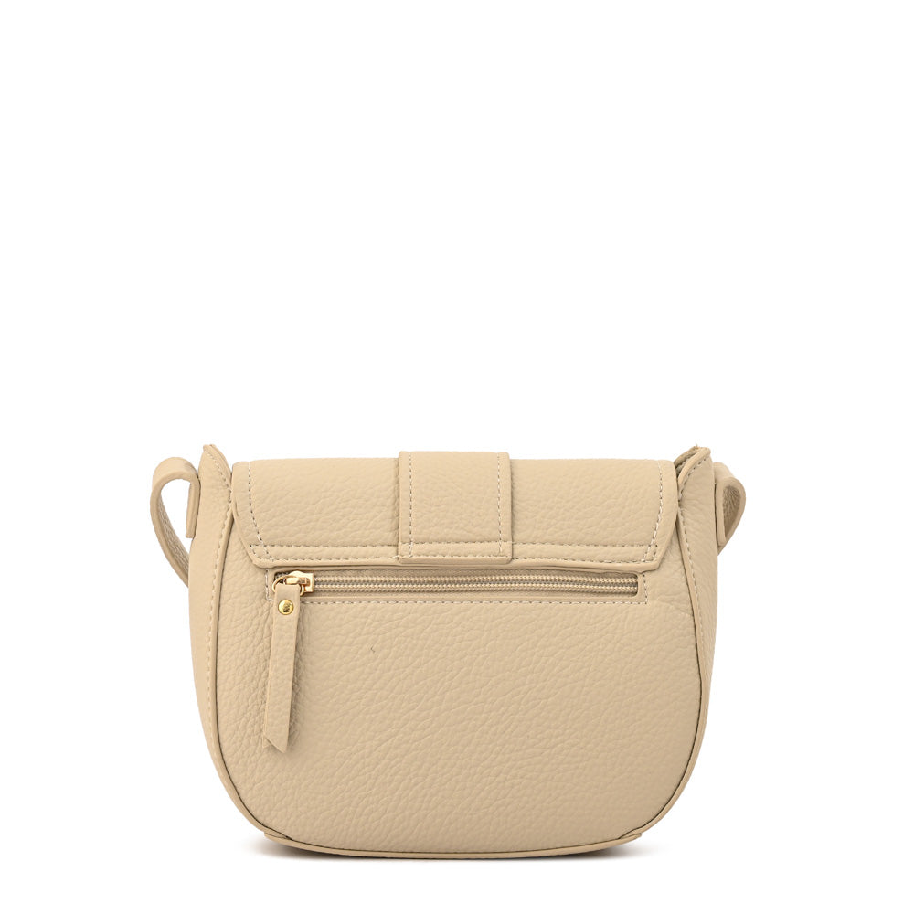 Cartera bandolera con tapa tyra mediana blanco crudo