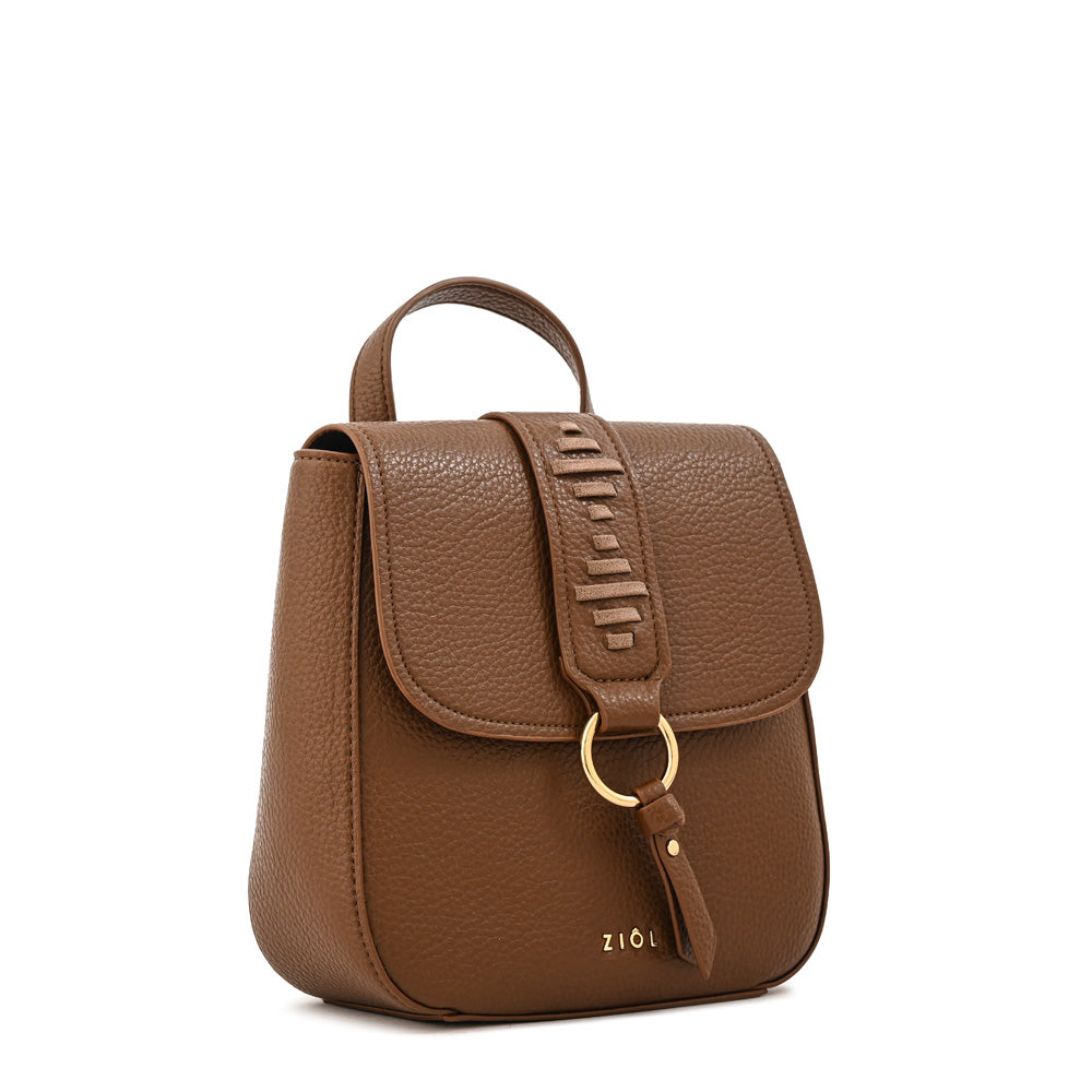 Mochila con tapa tyra pequeña café