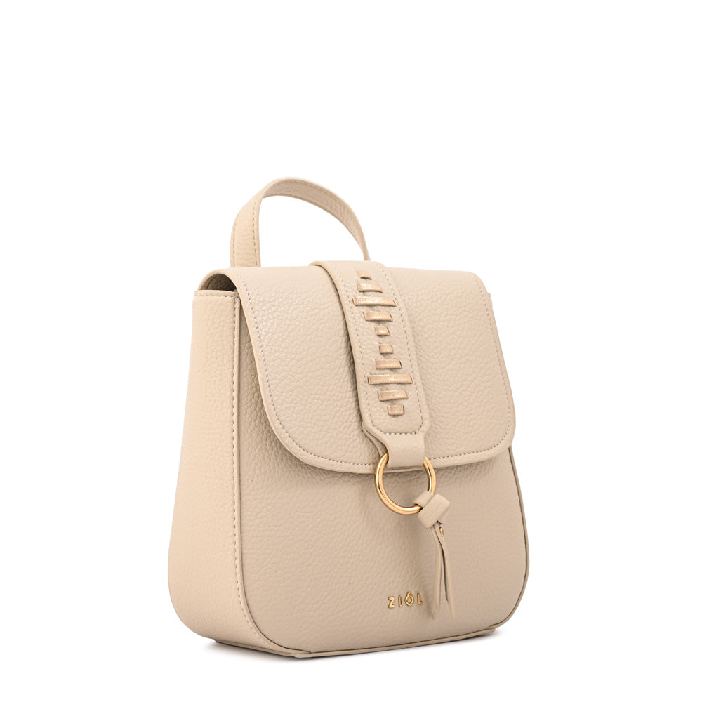 Mochila con tapa tyra pequeña blanco crudo