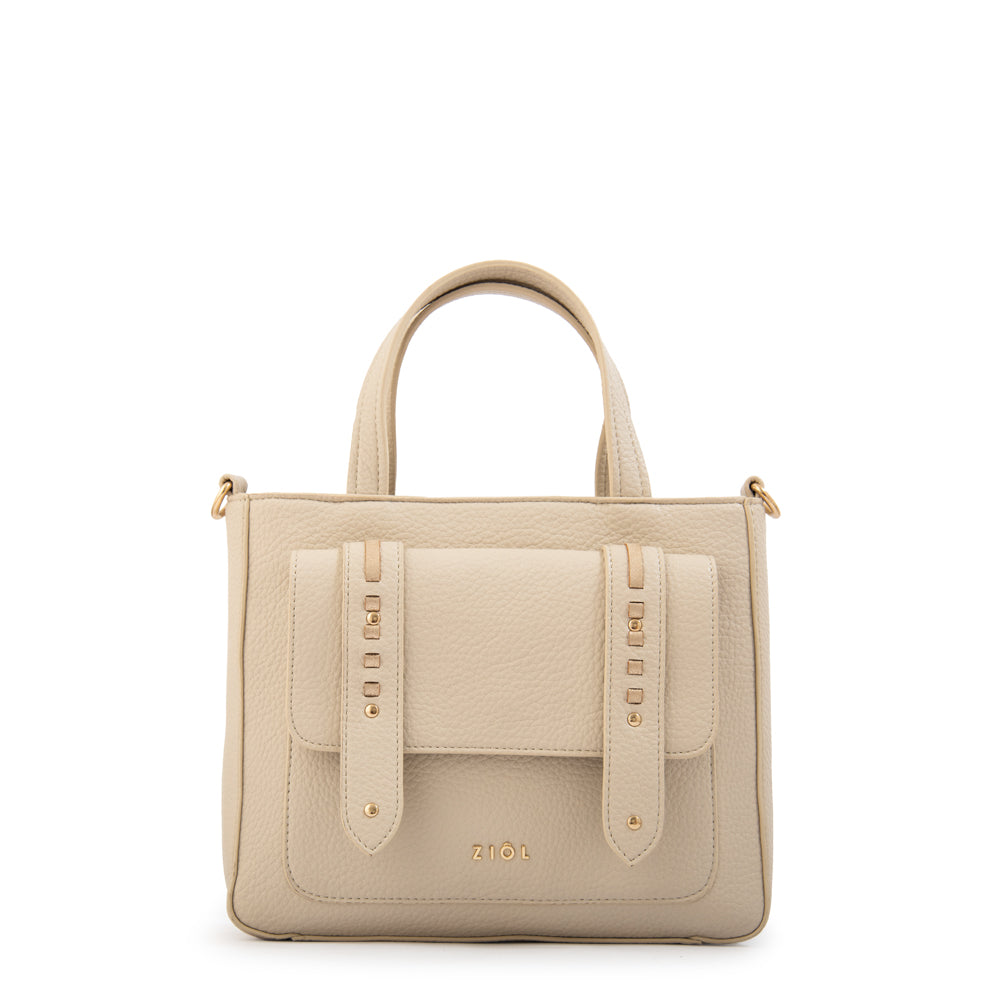 Cartera tote tyra pequeña blanco crudo