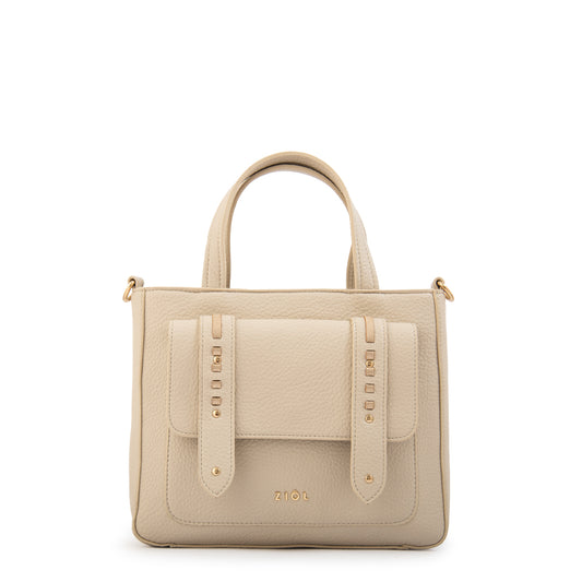 Cartera tote tyra pequeña blanco crudo
