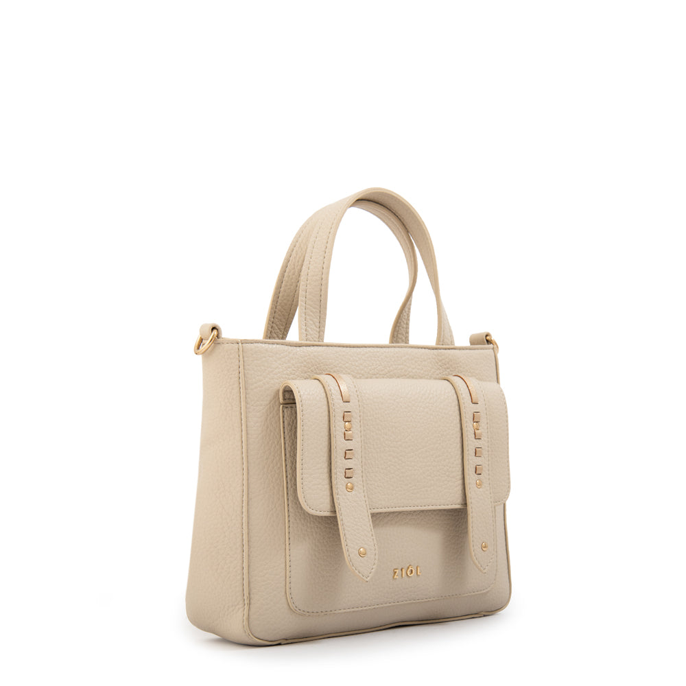 Cartera tote tyra pequeña blanco crudo