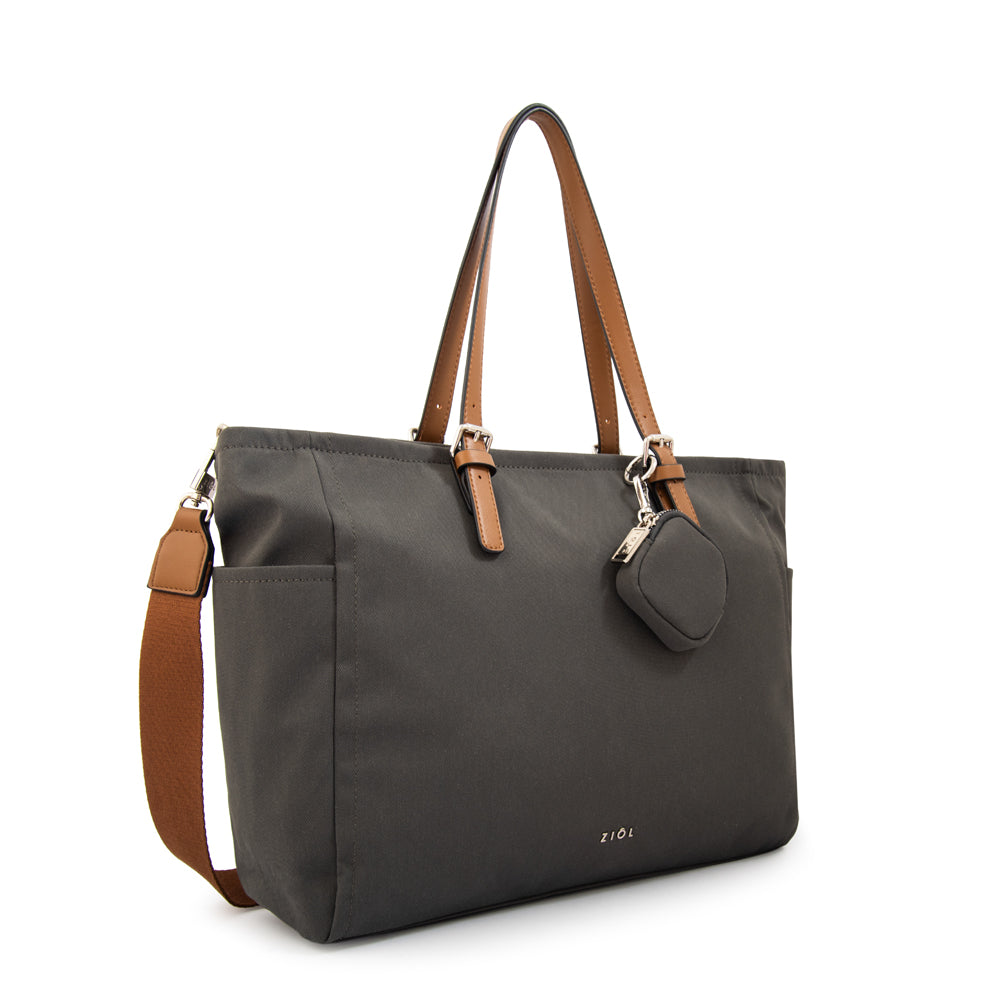 Cartera tote porta notebook marta grande gris oscuro